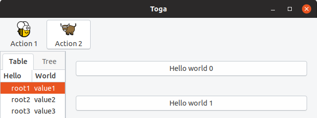 Example of Toga Widgets in a demo app